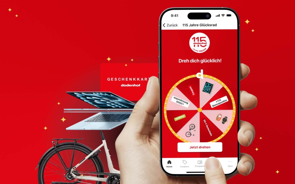 Handy mit dodenhof App Glücksrad und Gewinne