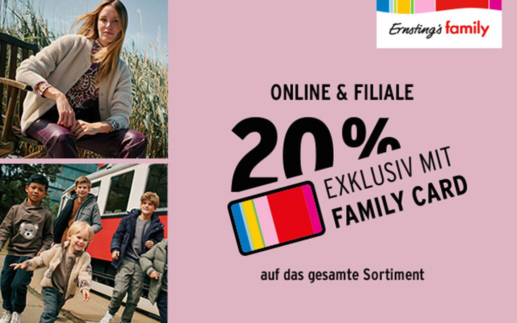 20 % Rabatt bei Ernstings Family