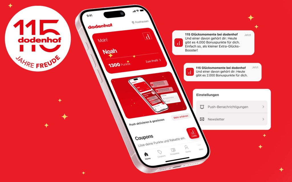 Handy mit dodenhof App und Push Nachrichten