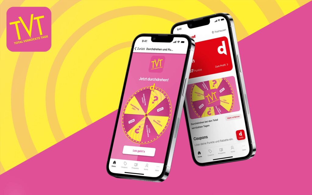 Zwei iPhones mit der dodenhof App mit Glücksrad