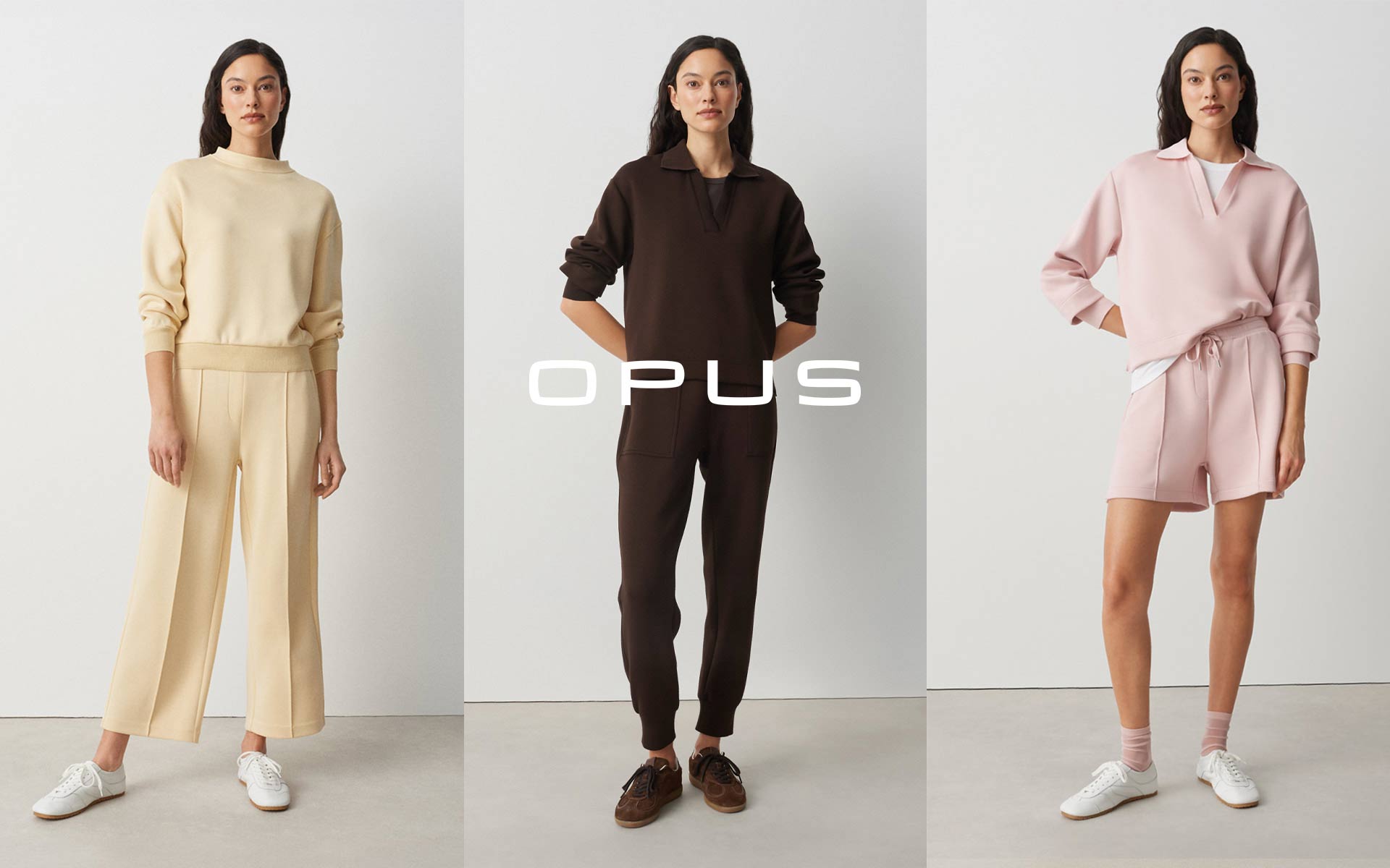 Drei Models in Sweatoutfits