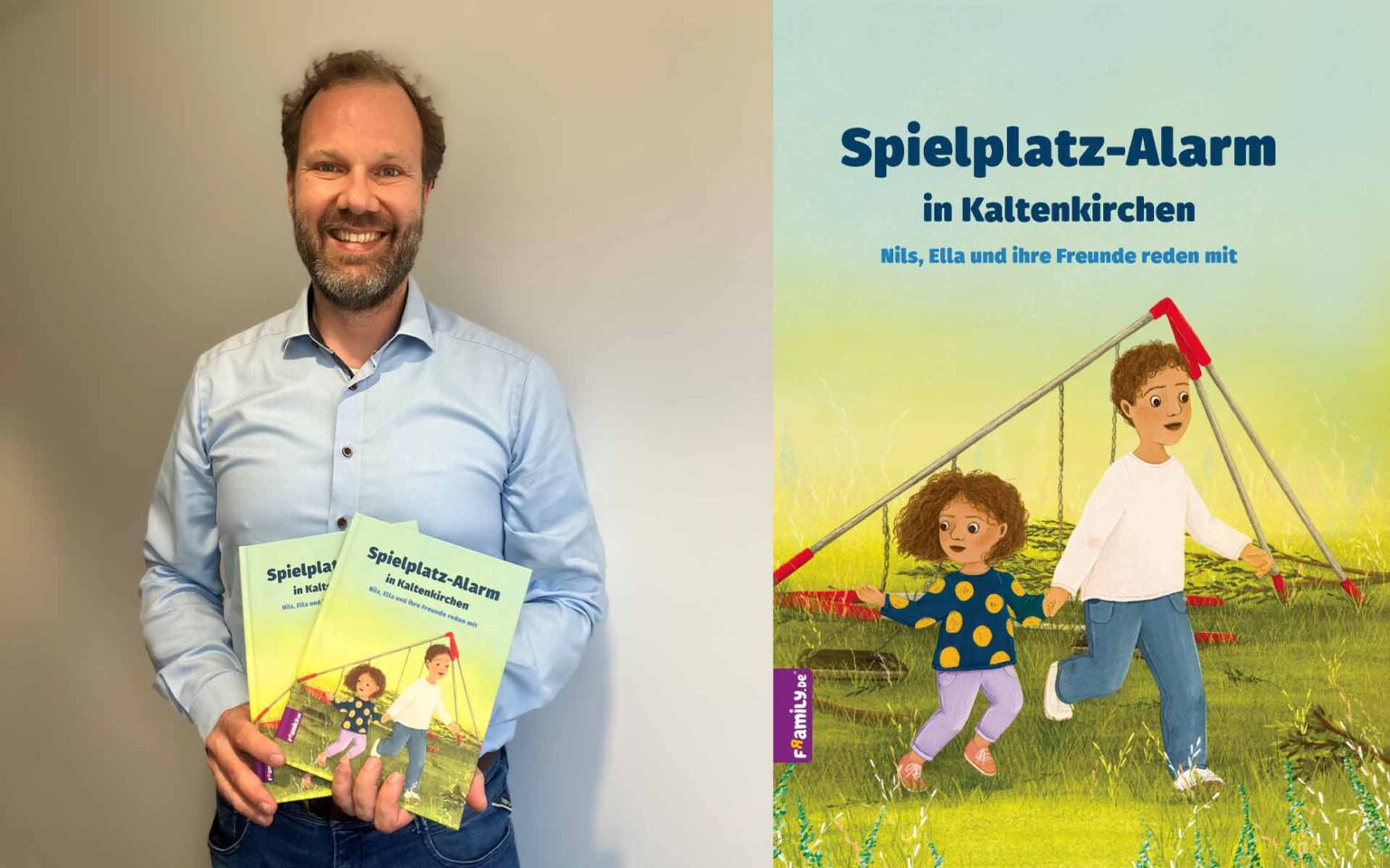 Bürgermeister Stefan Bohlen mit dem Buchcover