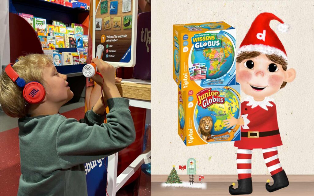 tiptoi Produkte und Junge beim testen