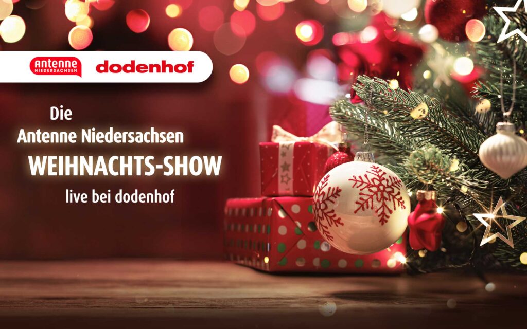 Tannenbaum mit Kugeln und Schriftzug zum Event