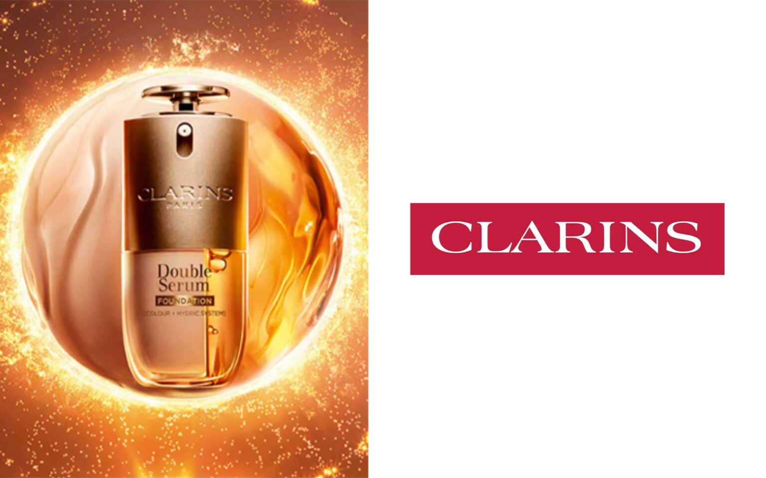 Double Serum Foundation von Clarins und Clarins Logo