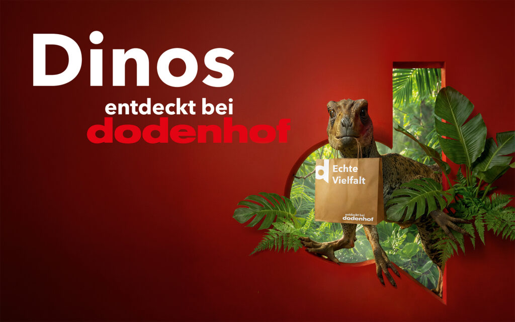 Dinosaurier mit Einkaufstüte