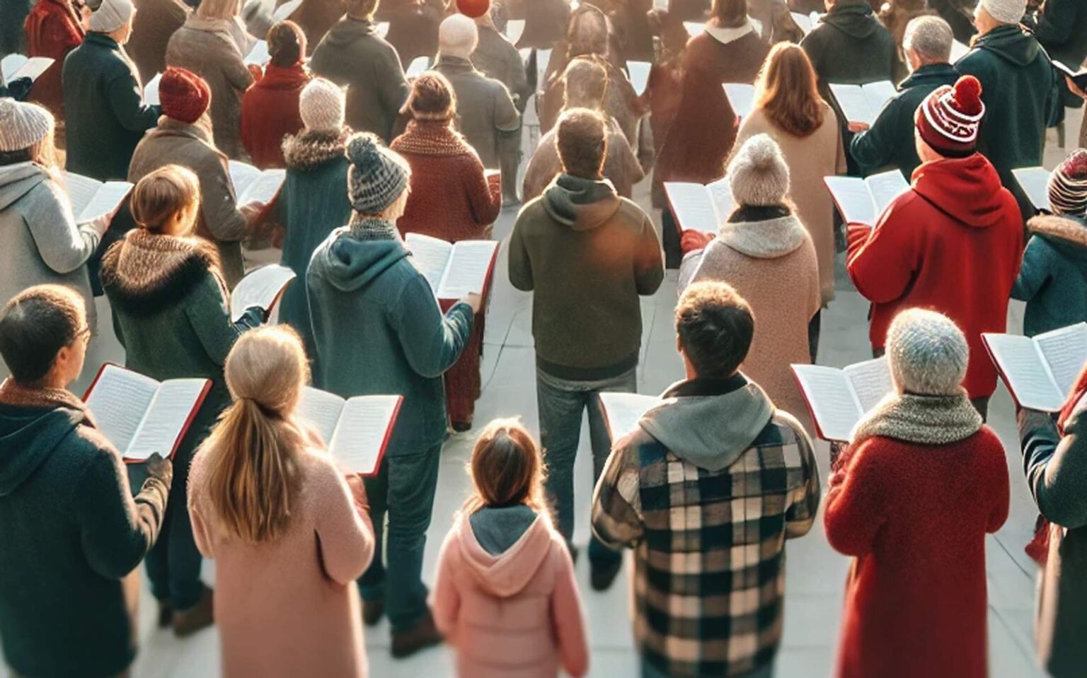 Menschen singen zusammen Adventslieder