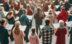 Menschen singen zusammen Adventslieder