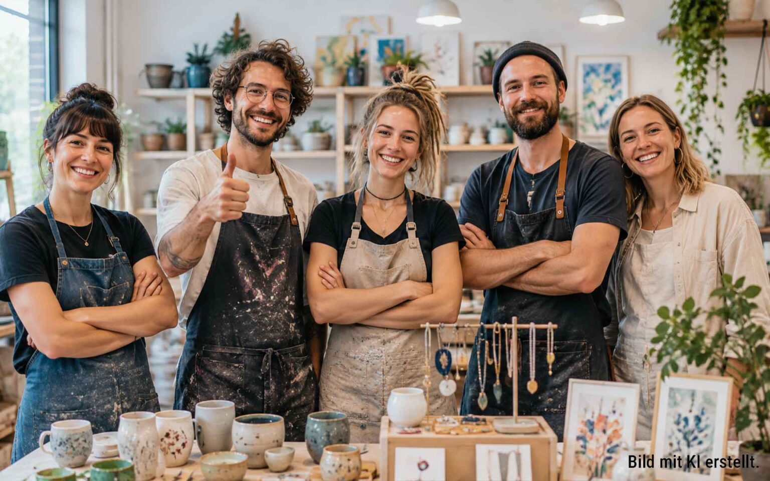 5 Personen am DIY Markt Stand