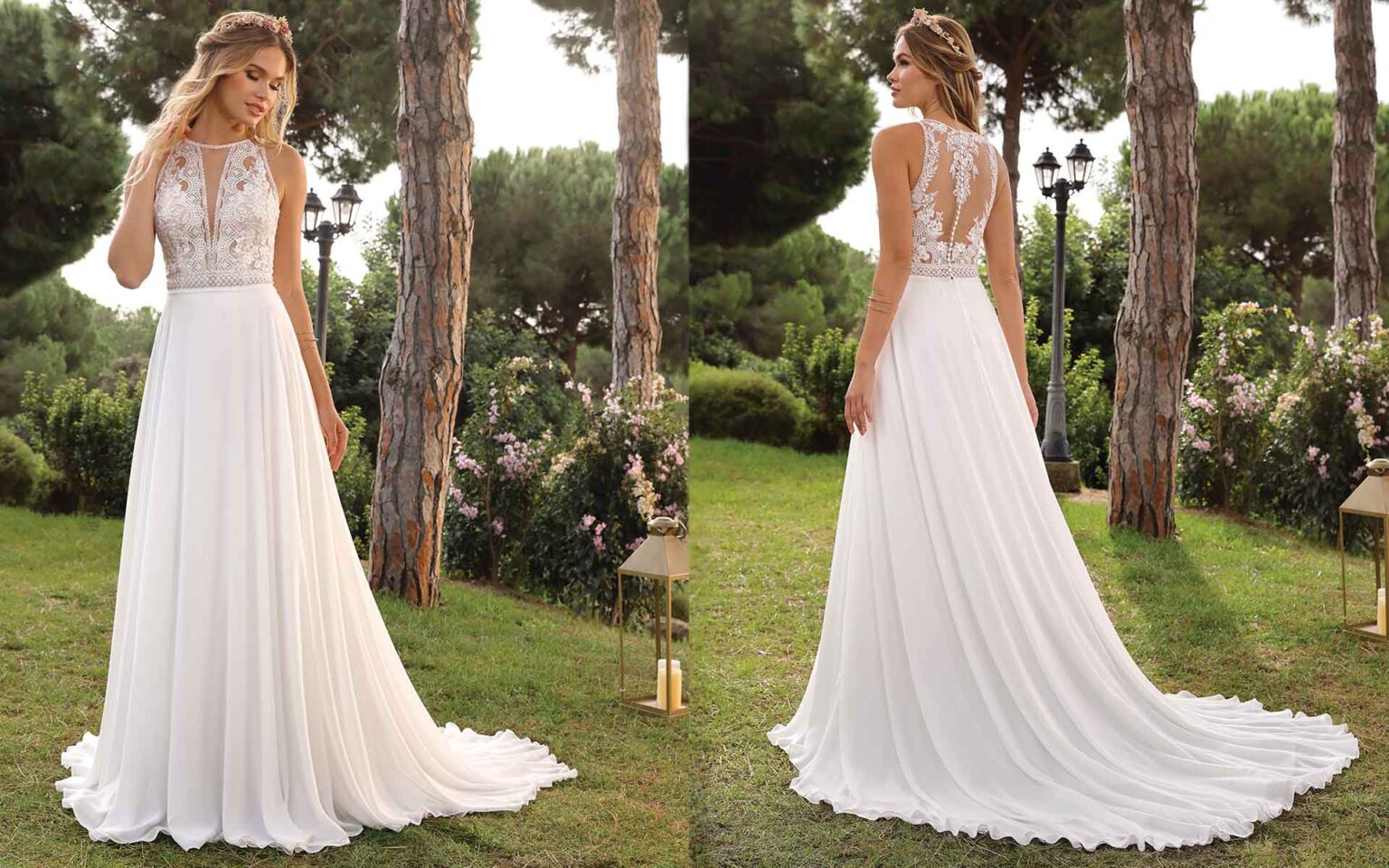 Eine Braut im schlichten Vintage Kleid