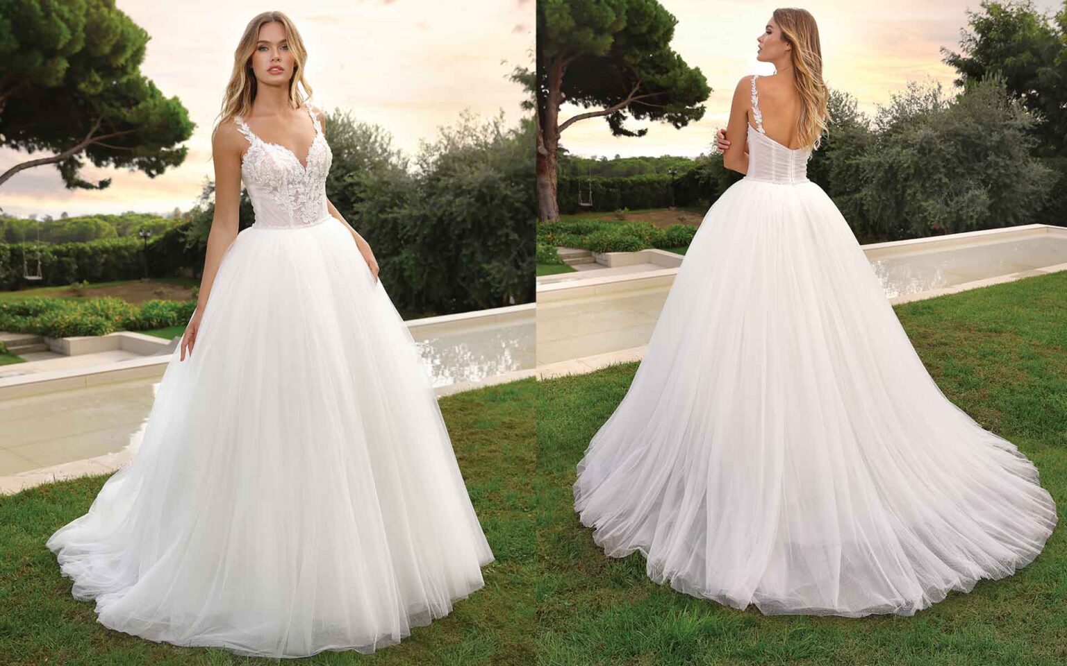 Eine Braut im prinzessinen Brautkleid
