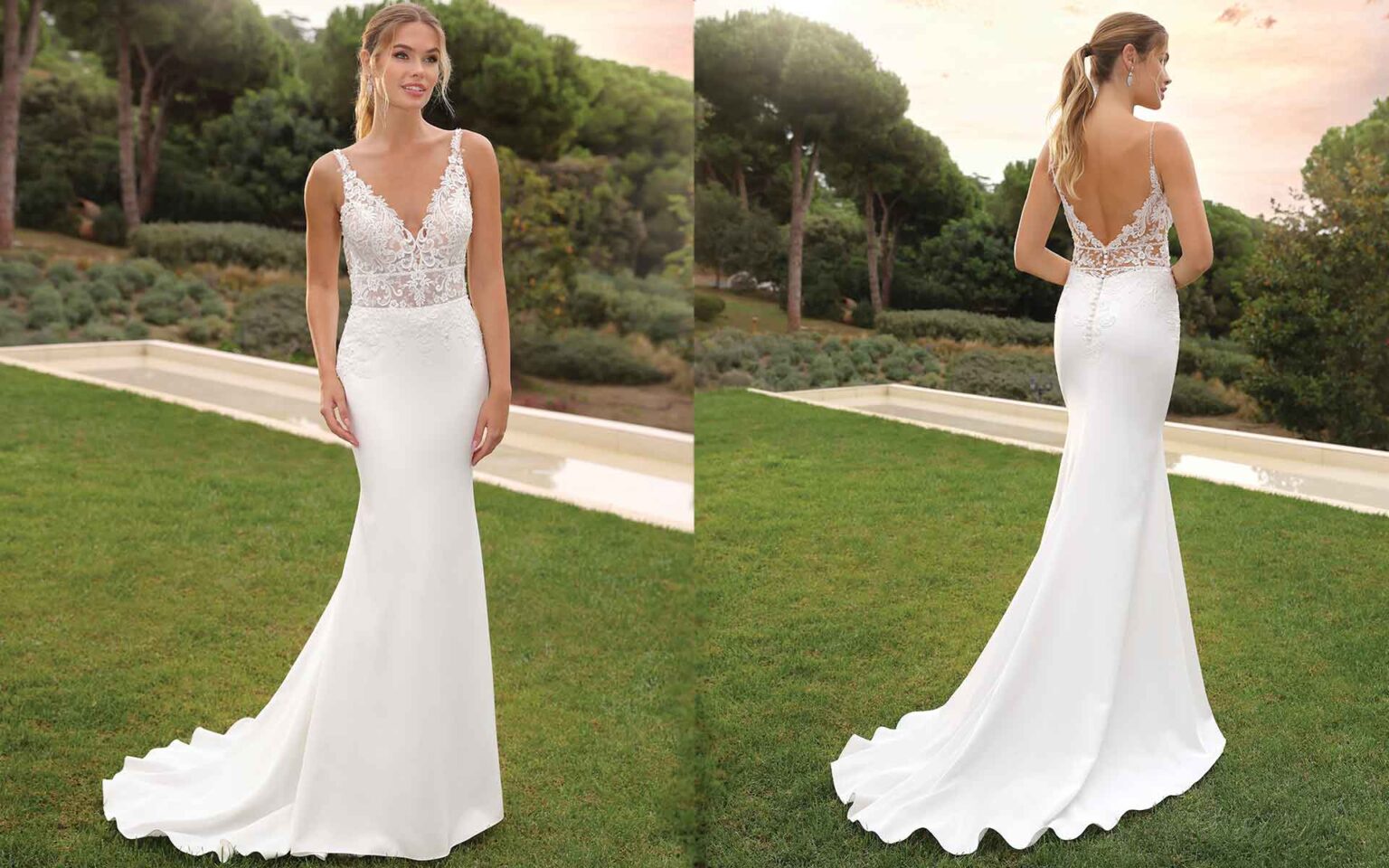 Eine Braut in einem Fit & Flare Brautkleid