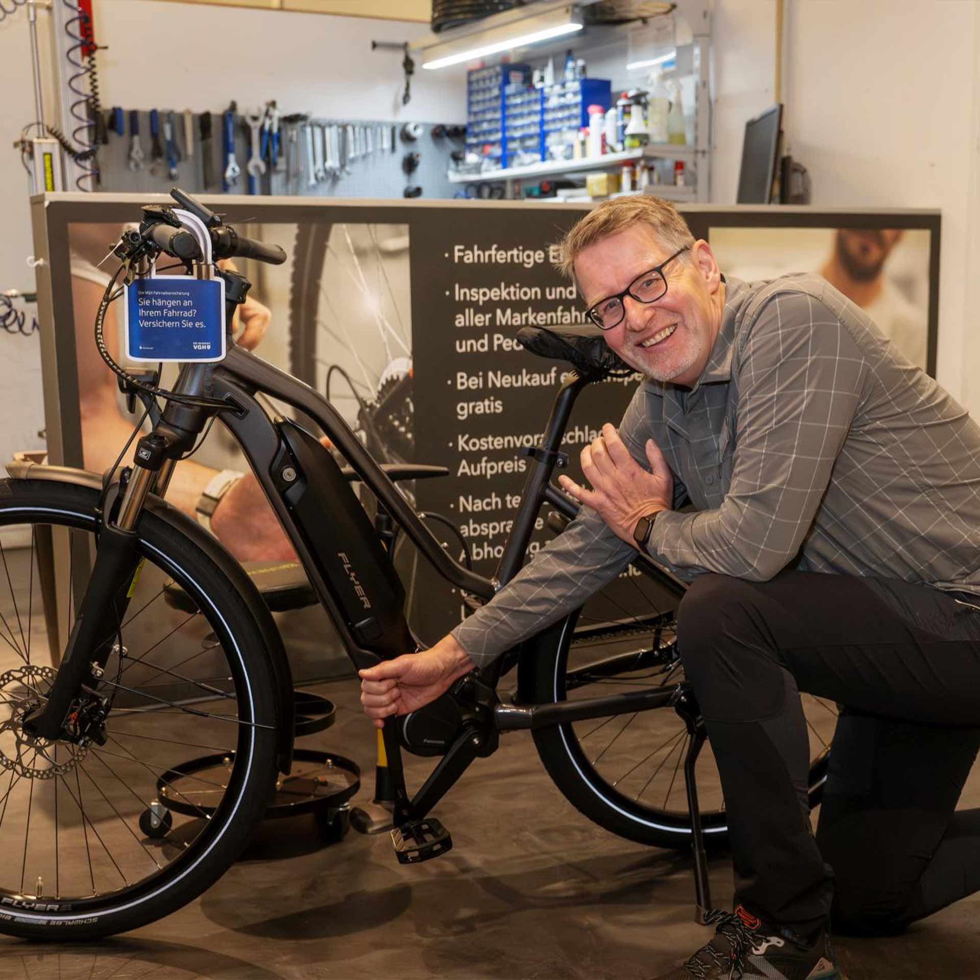 Fahrrad bei der Inspektion