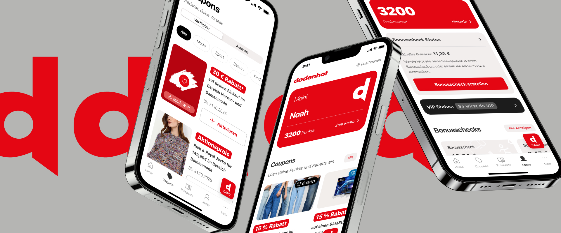 Drei Handys mit der doednhof App