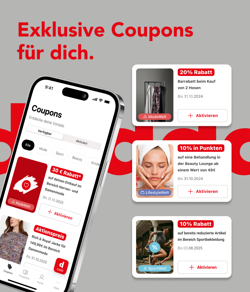 Handy mit Coupons in der dodenhof App