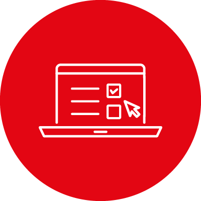 Laptop in rotem Kreis
