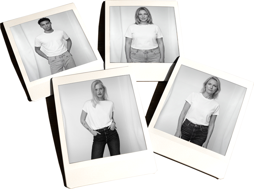 4 Polaroids in schwarz-weiß mit Models