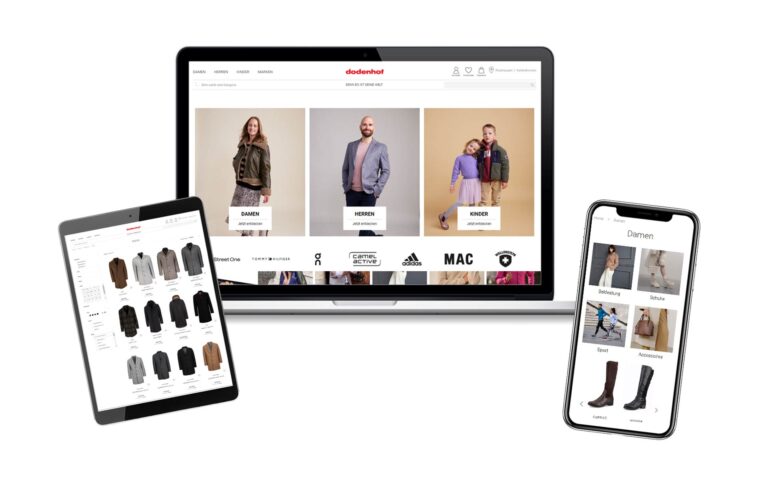 Smartphone, Tablet und Laptop mit dodenhof Onlineshop Ansicht